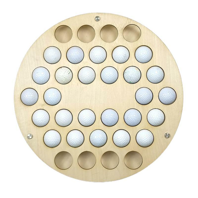Настенная подставка для мячей, круглая деревянная полка для мячей для гольфа, 34 отверстия, настенный органайзер для хранения, витрина для мячей
