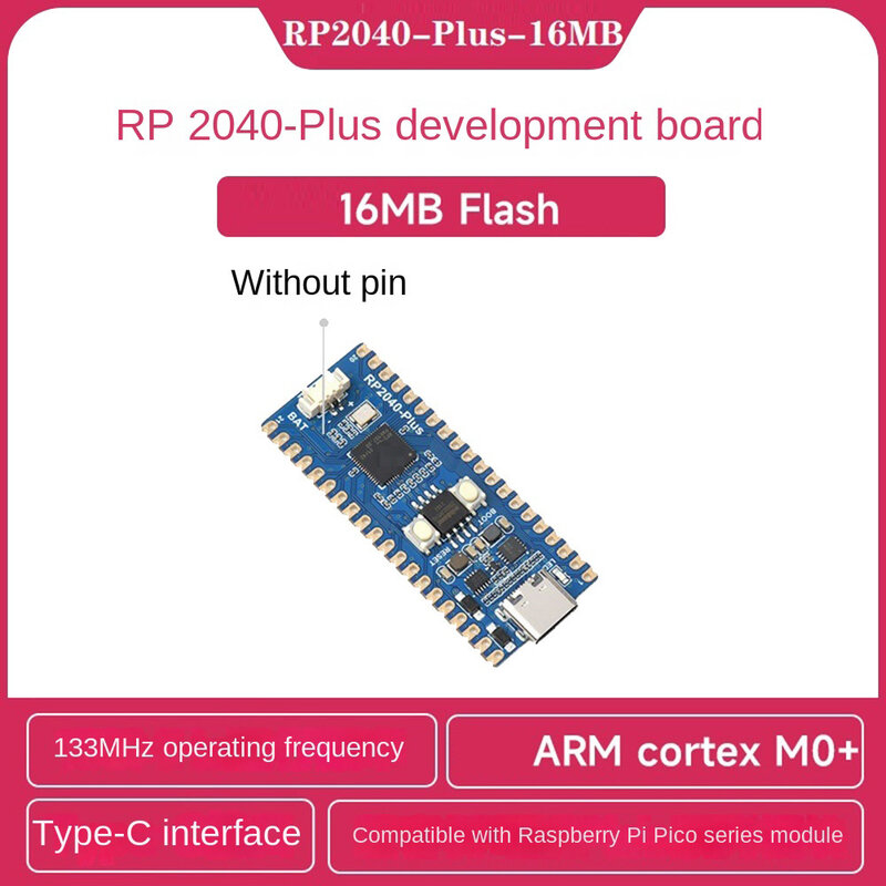 Microcontrôleur Waveshare RP2040 Plus, mise à niveau du processeur RP2040 Touriste Core, 16 Mo Flash sur puce pour Raspberry Pi Pico