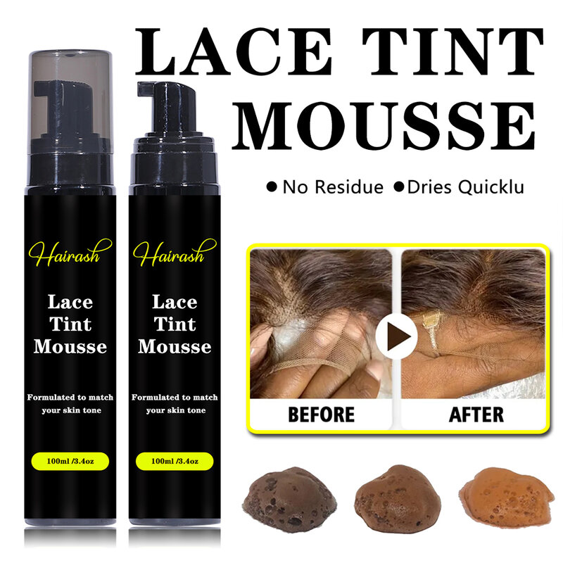 Impermeável Lace Tint Mousse para perucas dianteiras, peruca leve, média, peruca escura, nós curador, secagem rápida, grids corretivo, matiz spray