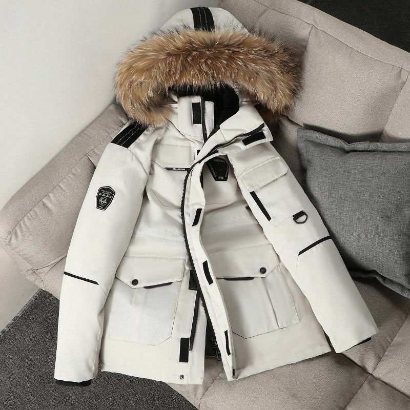 Jaket bulu bertudung kerah bulu jaket Bawah pria/wanita tebal sama musim dingin luar ruangan mantel salju pasangan baru perkakas jaket ukuran besar 2023
