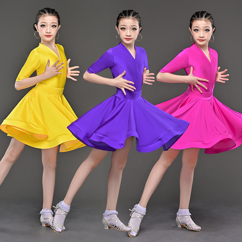 Детское платье для латиноамериканских танцев, 6 цветов