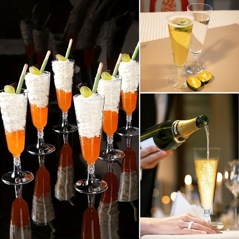 Copas de champán desechables y brillantes para Bar, Embalaje seguro de plástico, 25 piezas, 150ml, Copas de tostado transparentes para bodas