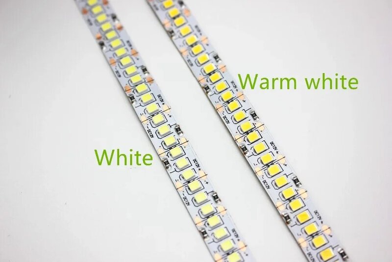 Bande Lumineuse Flexible et Non Étanche, 1/2/3/4/5 m/lot, PCB 2835 SMD 1200 LED DC12V 24V ip20, 240 diodes/m, Blanc Chaud, 10mm