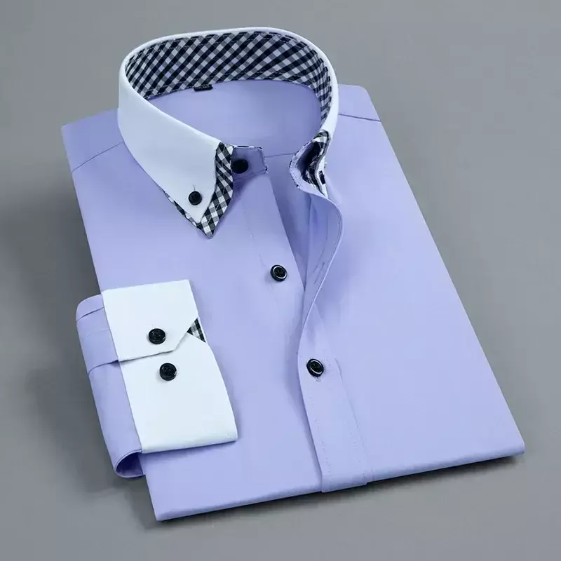 Мужская двухслойная Классическая рубашка, белая деловая рубашка с длинными рукавами, не требует глажки, лето 2019