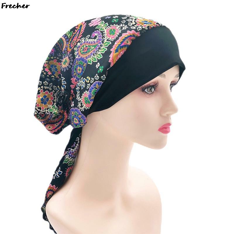 Pañuelo de cabeza indio para Mujer, Hijabs musulmanes, gorro de Turbante exótico de moda, cubierta de pelo islámica, Turbante para la cabeza