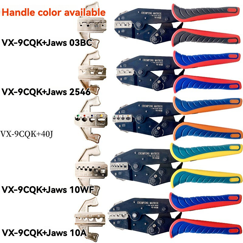 Prensado a frio Terminal Crimper, Quick-change Connector, Wire Stripper Toolbox, 7-Piece Tool Set, VX-9CQK, 9"