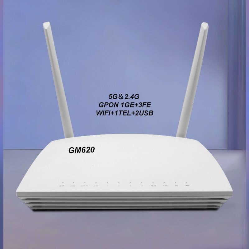 Módem de fibra enrutador Wifi GM620 GPON ONU 5G ONT 1GE + 3FE + WLAN, ONUS GPON ONT, banda dual 4G, sin alimentación de segunda mano, envío gratis