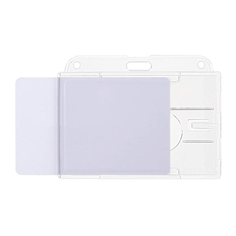 Vertical Id Card Holder Double Thumb Push Card Holders Transparent Rigid Plastic Bus Card Cover Case Business Card Cover For Men