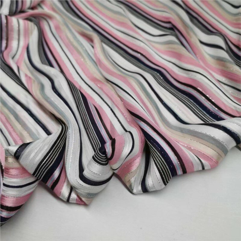 Color Stripes Beauty Strip Chiffon Fabric Diy Hand Sewing Polyester Fashion Dress