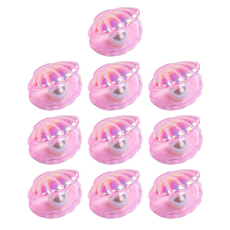 2x10 Pieces Cute Resin Cabochons Charms Pearl Shells Shaped Headwear Pink