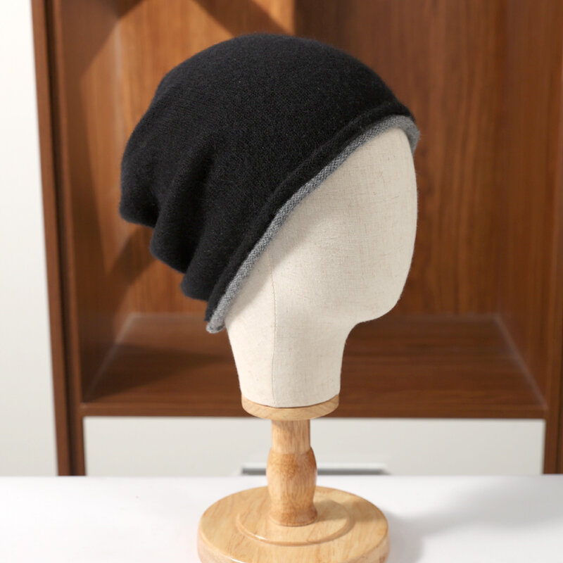 ZYCZCXX 100% Merino topi wol wanita, topi rajut kasmir lembut untuk pria dan wanita, topi hangat perjalanan luar ruangan musim gugur/musim dingin
