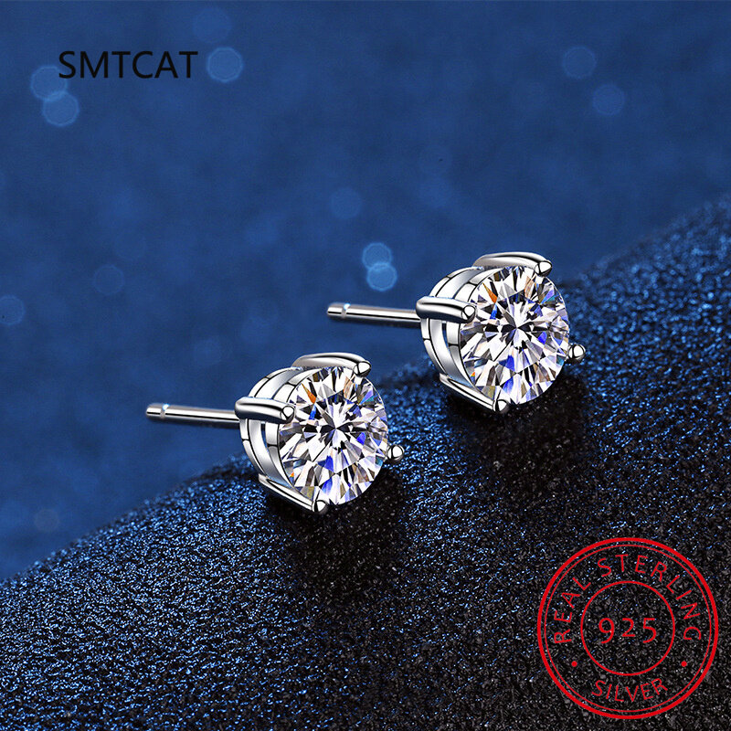 0.1-3CT Test Passed Moissanite Studs Earrings for Men Women S925 Silver Platinum Plated Bride Wedding Diamond Studs GRA