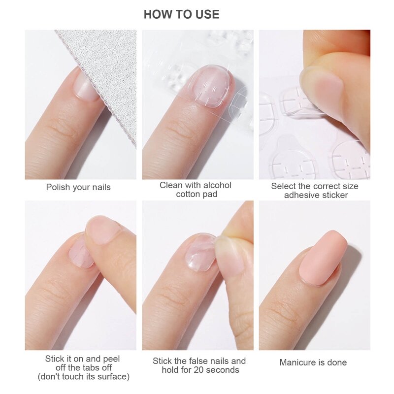 Waterproof Breathable Ultrathin Jelly Adhesive Tabs Nail Glue Sticker False Nail Tips Super Sticky Double Sided Tips