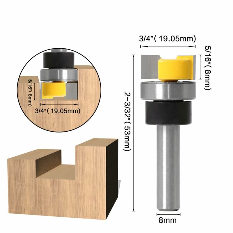 with Bearing Router Bit Durable 8MM Shank Woodworking Tools Milling Cutter Straight Tooth Trimming Machine