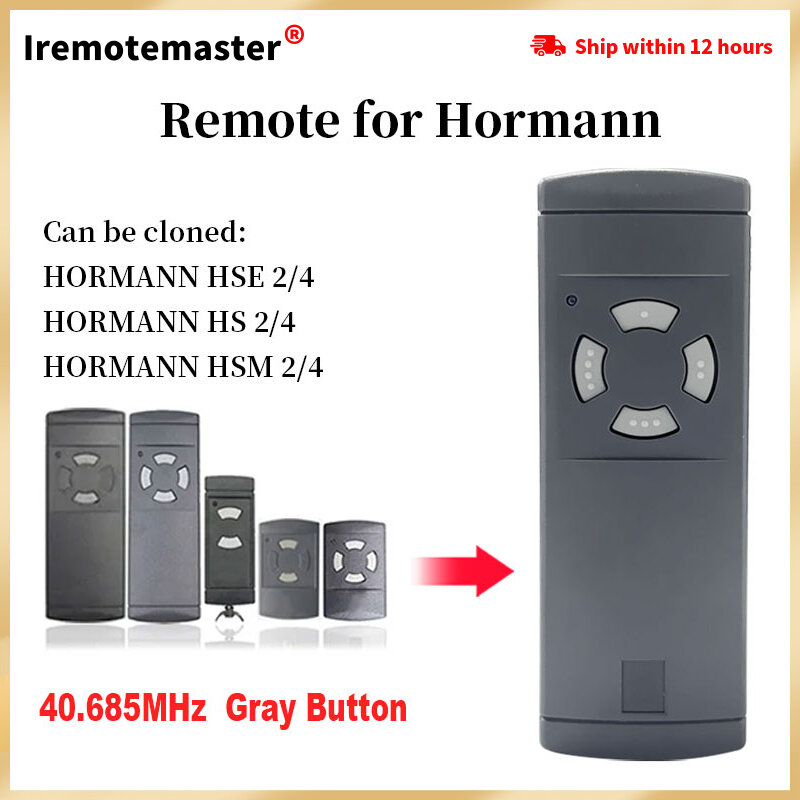 Controle remoto para porta de portão de garagem, Hormann, compatível com Hormann, botão cinza, 40, 685 MHz, HSE2, HSE4, 40, 685 MHz