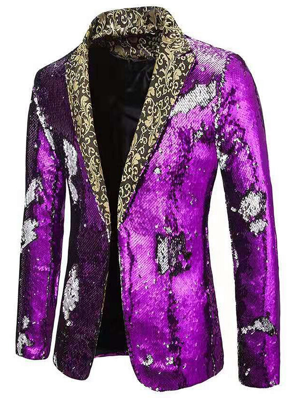 Bright Color Changing Sequins Suit Men's Cool Performance Costume Clothing Ruan Shuai Sequined Suit Stage Solo Host