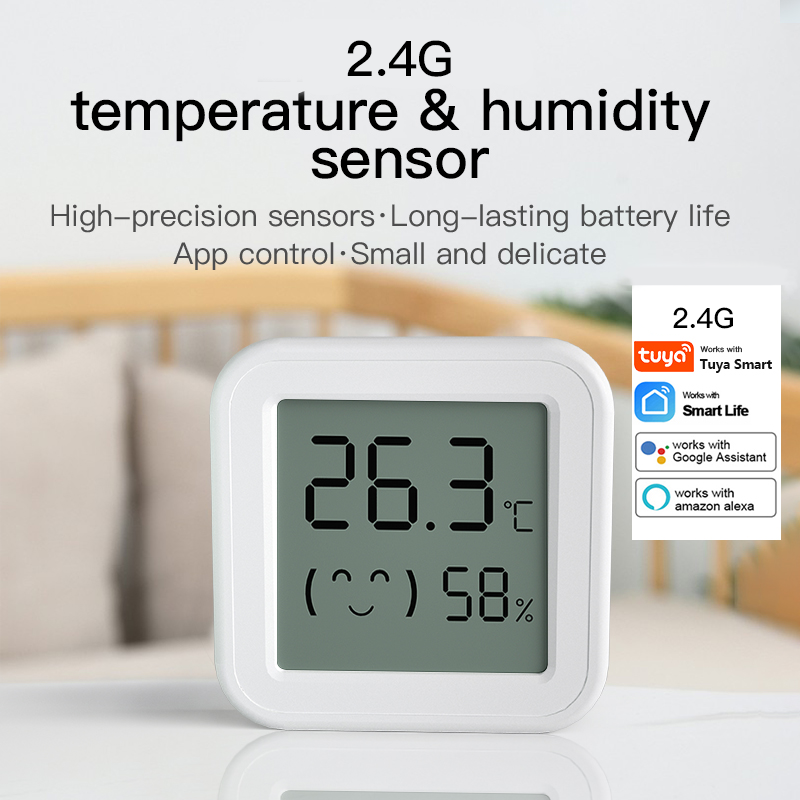 Tuya-Sensor de Temperatura e Umidade, Mini Display Digital LCD, Compatível com Bluetooth App, Controle Remoto, Termômetro, Higrômetro
