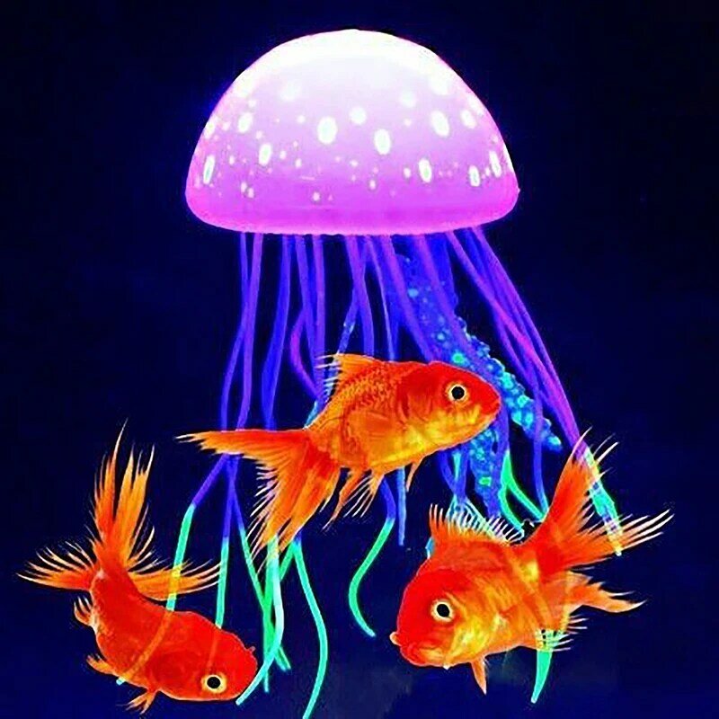 Adornos artificiales de medusas falsas para acuario, accesorios de bricolaje, faro brillante, decoración de paisajismo, 1 unidad