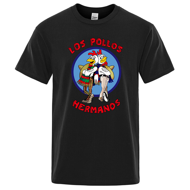 Забавная Мужская футболка с принтом LOS POLLOS Hermanos, модная повседневная Летняя хлопковая дышащая футболка с короткими рукавами, футболка с цыплятами и братьями