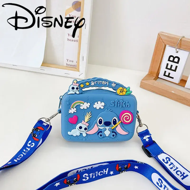 ใหม่ Disney Stitch กระเป๋าสะพายไหล่สำหรับเด็กการ์ตูน Mickey Mouse StellaLou ซิลิกาเจลกระเป๋าสะพายข้างเด็กผู้หญิงผู้หญิง Mini กระเป๋า