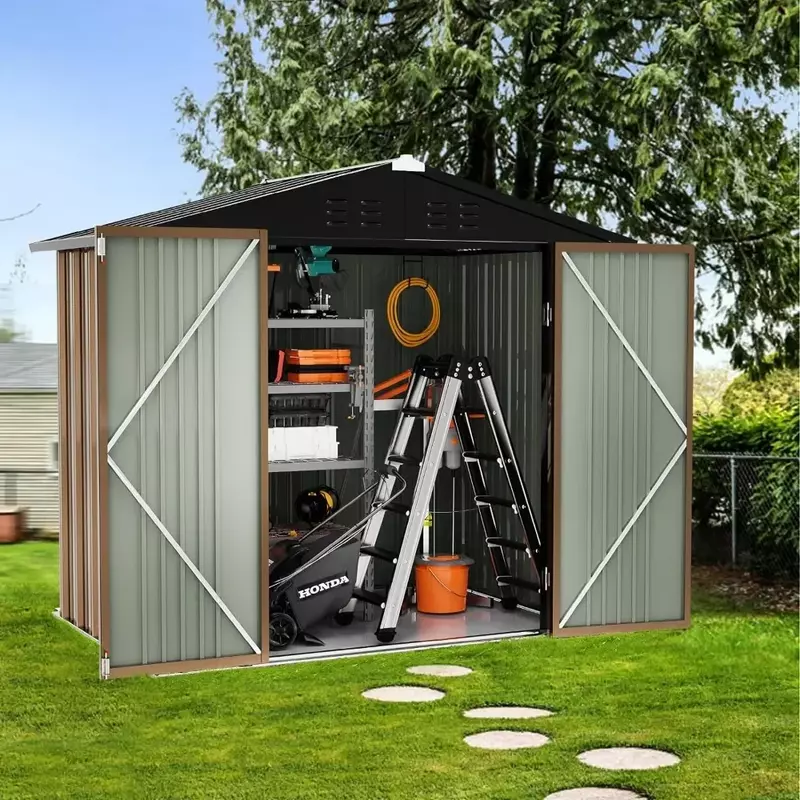 Gartenhaus im Freien mit Boden, 5x3 ft Werkzeugs chuppen Lagerhaus mit abschließbarer Tür, Korrosions schutz aus Stahl, Lagers chuppen