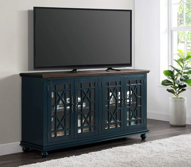 Домашняя телевизионная подставка Martin Svensson, 63 дюйма W x 35 дюймов H, катализационная синяя с кофейным верхом