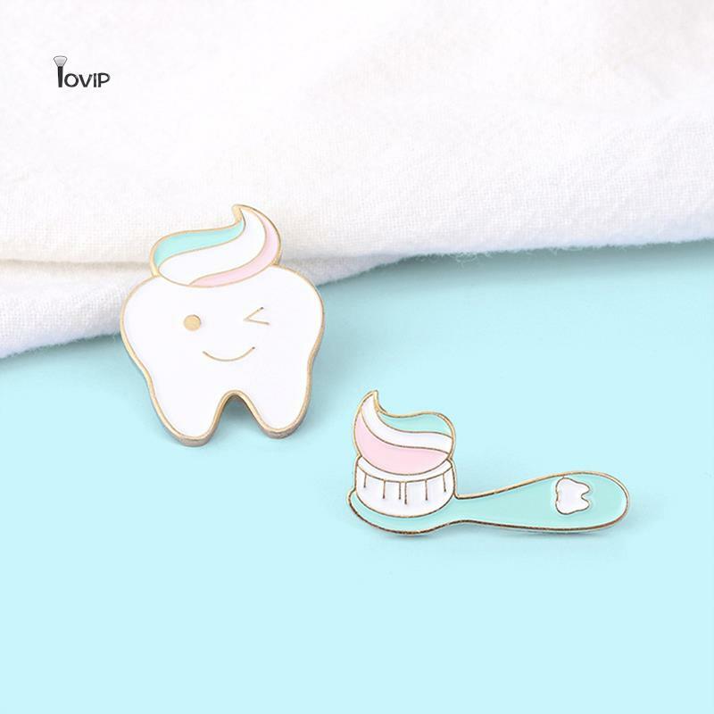 Broche de insignia de dentista, broches de diente y cepillo de dientes de esmalte, accesorios de decoración de ropa, regalo para dentista