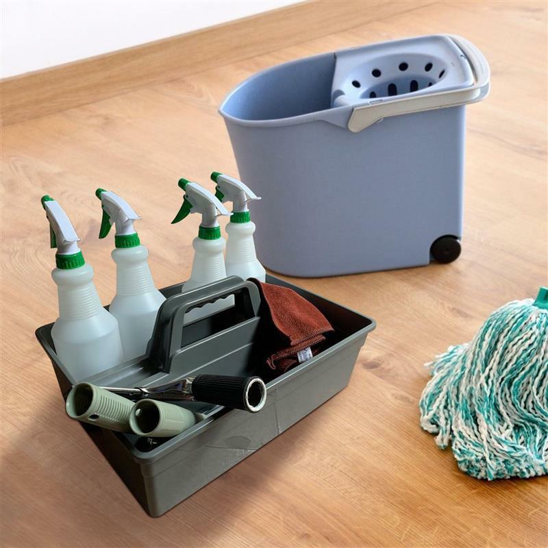 Organizador de herramientas de limpieza, suministros, cesta con asa, caja de plástico, Cubo de almacenamiento, para el hogar