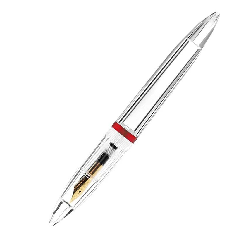 Stylo plume avec compte-gouttes, stylos transparents, haute capacité, bureau et école, or rose et rouge, 2X, 0.5mm