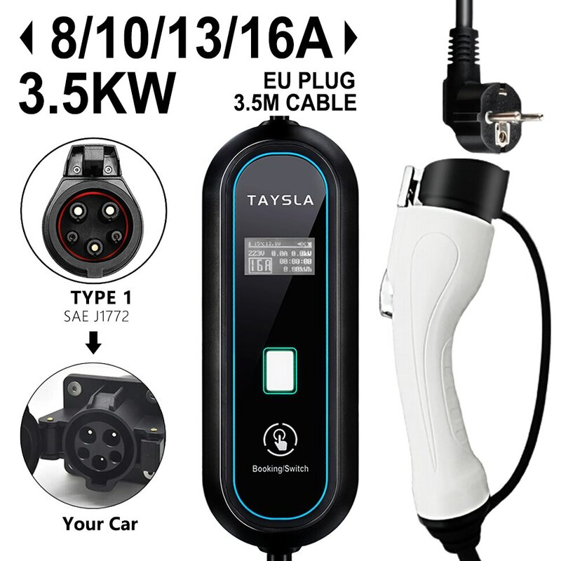 TAYSLA PHANTOM-Chargeur électrique de voiture type 2, 3,5 kW, câble de charge EV type 1, station murale EVSE
