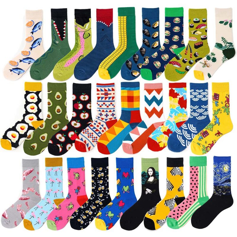 Calcetines de algodón con personalidad para hombre y mujer, calcetín Unisex, divertido, informal, ideal para monopatín, fruta, comida, perro, Harajuku