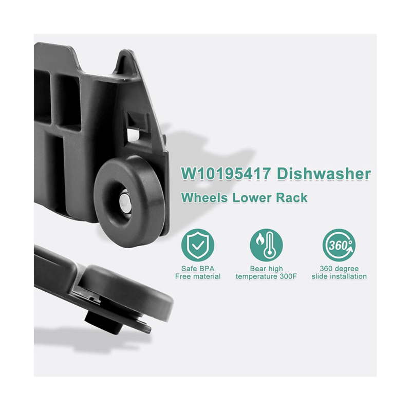W10195417 Lava-louças Lower Wheels Rack Part, PS11750057, WPW10195417, WPW10195417VP, PS2579553, AH2579553, EA2579553