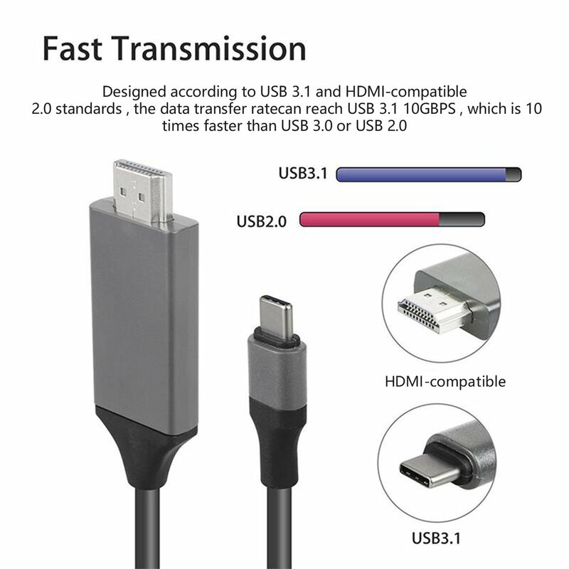 For Samsung Galaxy Note 8 9 S10+ Plus Type-C USB-C To HDMI-Compatible HDTV 4K Extend Converter HDTV USB-C
