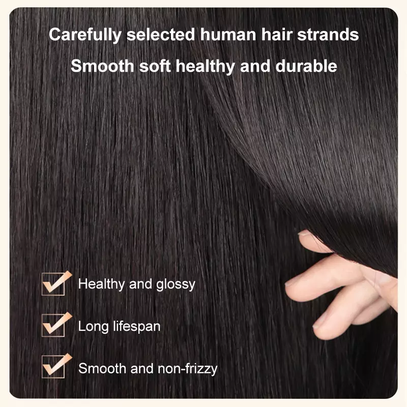 Парики из коротких многослойных человеческих волос, прямые, с челкой