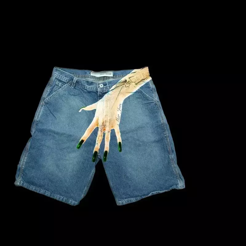 Calça jeans reta padrão palma, estilo americano Y2K Hip-Hop, tendência engraçada, rua alta, lindo casal, calça casual, 2022