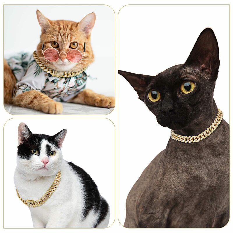 강아지 체인 다이아몬드 쿠바 칼라 워킹 금속 체인 칼라, 디자인 보안 버클, 애완 고양이 쿠바 칼라 쥬얼리 액세서리