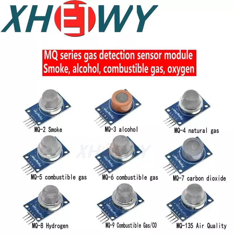 1 buah modul udara hidrogen gas monoksida alami mudah terbakar alkali sensitif asap MQ-2/3/4/5/6/7/8/9/MQ135