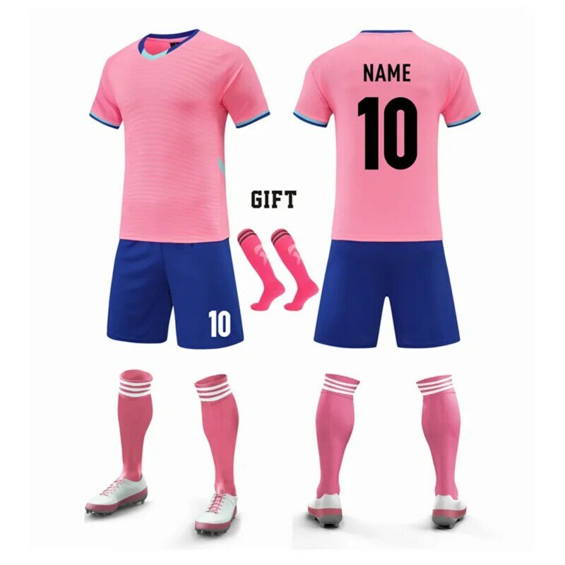 Uniforme de futebol masculino personalizado, uniforme de treinamento para adultos, infantil esportes manga curta Jersey, estudante do ensino médio