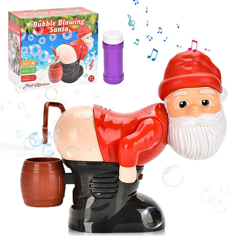 Funny Santa Bubble Blowing Machine Toy Christmas Bubble Machine with Flash Lights Music Automatic Bubble Blower Toy Xmas Gifts