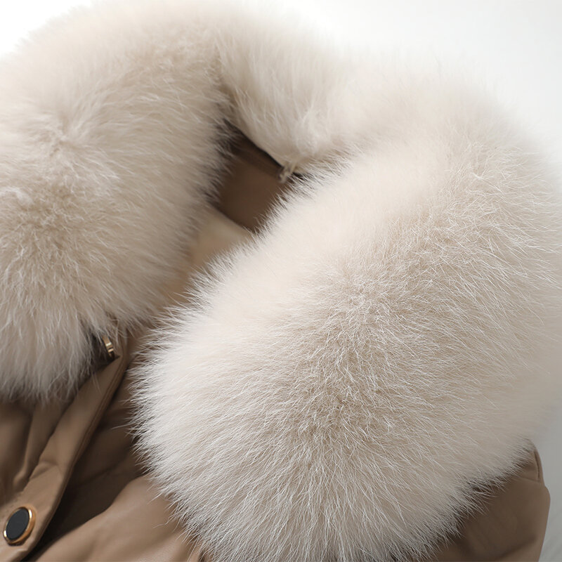 Julypalette-Chaquetas de piel de oveja auténtica para mujer, abrigos cálidos de piel auténtica con cremallera, talla M-5XL, color blanco, 90%
