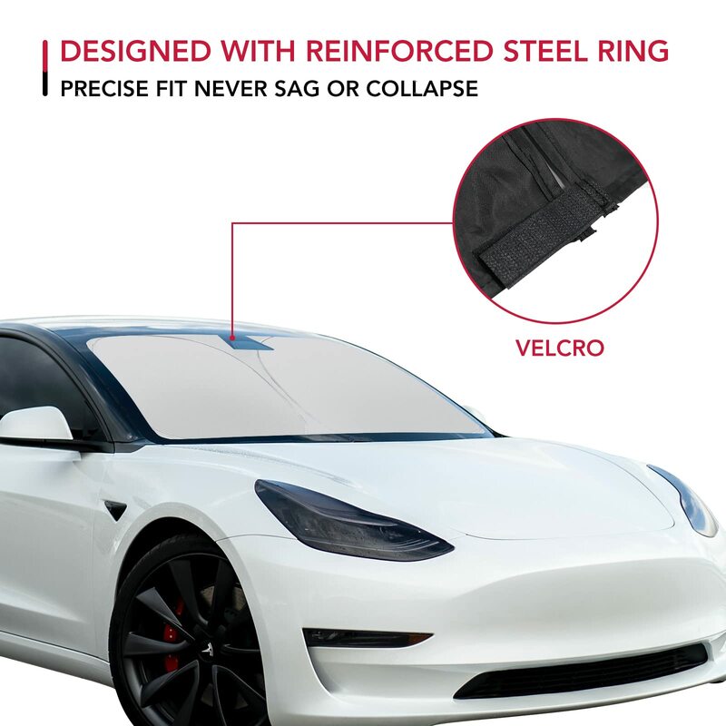 Untuk Tesla kerai kaca depan lipat penutup kerai jendela depan pelindung panas Visor untuk Model Y Model 3 Aksesori 2024