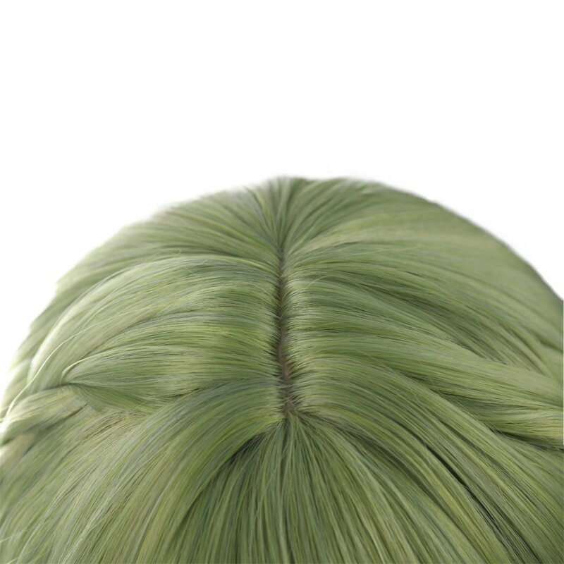 Wig Cosplay Anime topi rambut Cosplay kepang rambut palsu sintetis untuk panggung pertunjukan pesta peran bermain Wig Microroll hijau