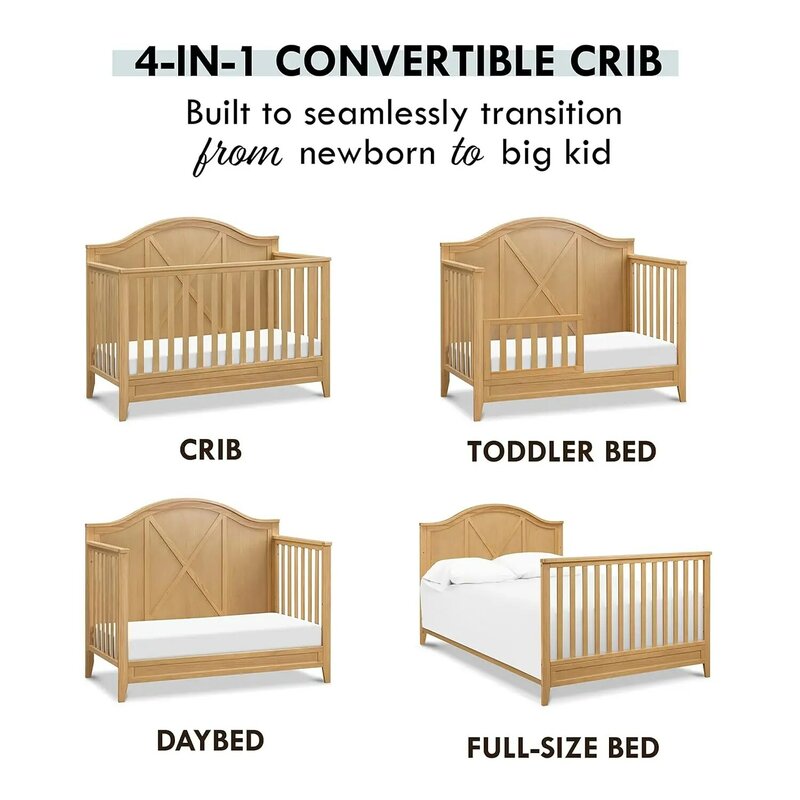 Farmhouse 4-in-1 Convertible Crib in Honey, GREENGUARD Gold Certified
