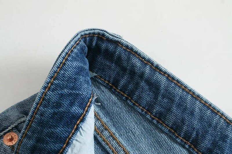 Dave & Di celana jins ibu celana Denim kasual gaya Inggris wanita Jeans lurus pinggang tinggi wanita bepergian modis
