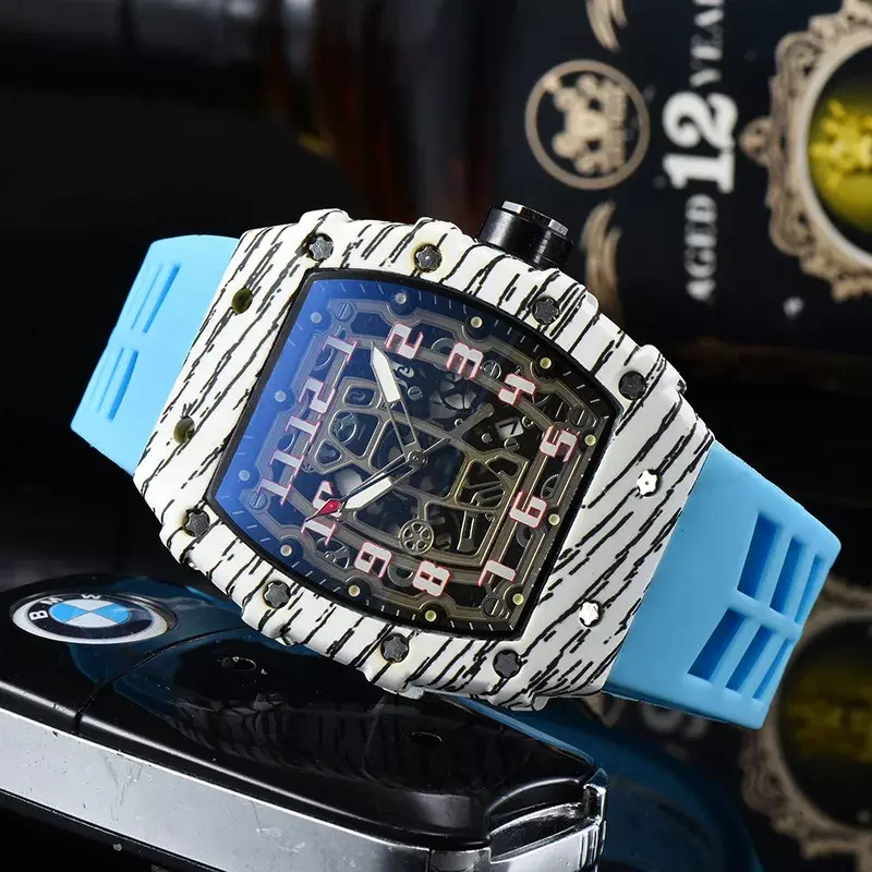 Top Luxe Merk Richard 3-Pins Transparant Dieptepunt Full-Functie Heren Luxe Waterdichte Horloge Heren Quartz Automatisch Horloge