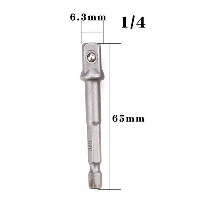 1/4pcs 1/4" Drill Socket Adapter For Impact Driver Hex Shank To Square Socket Extension Conversion Drill Bit Bar 25/30/50/65mm