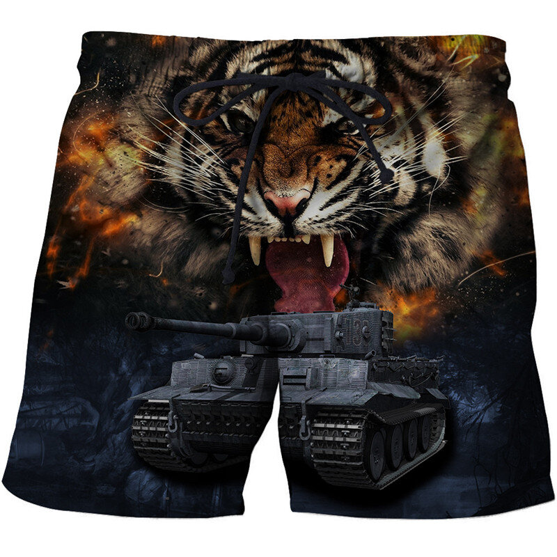 Men's shorts shorts loose pants drawstring 3D printed pattern sports outdoor weekend street fashion pants men.