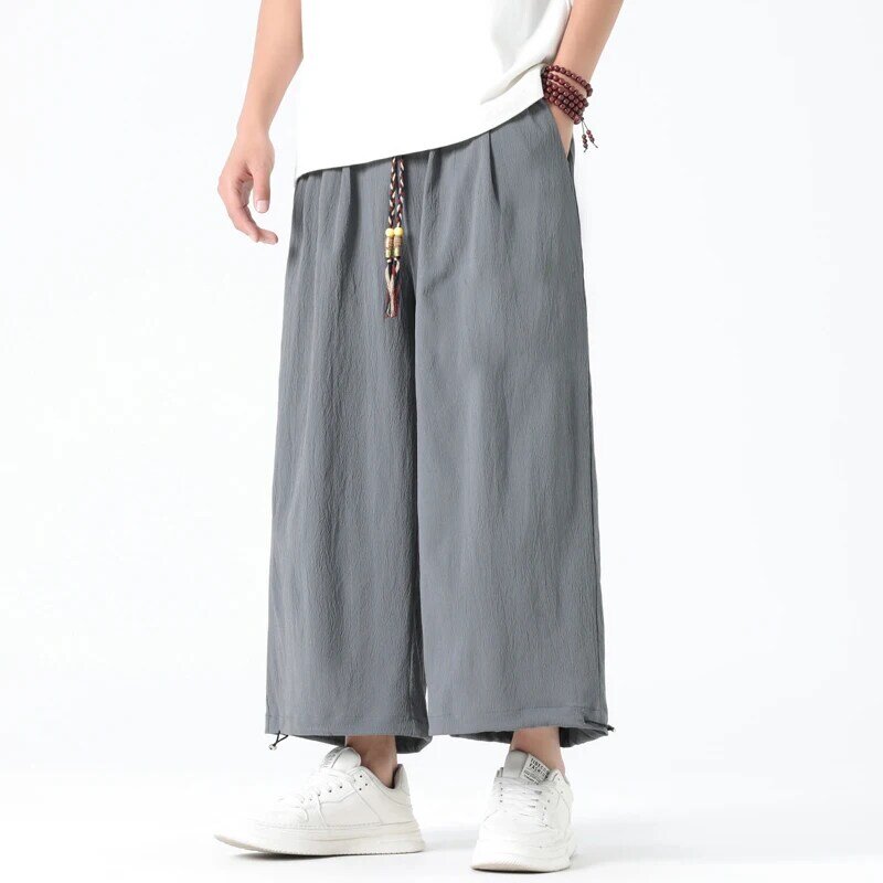 Spodnie męskie spodnie haremowe z szerokimi nogawkami wiosenne lato spodnie dresowe dla joggerów męskie spodnie z elastyczną talią lekkie nowa, w stylu Streetwear