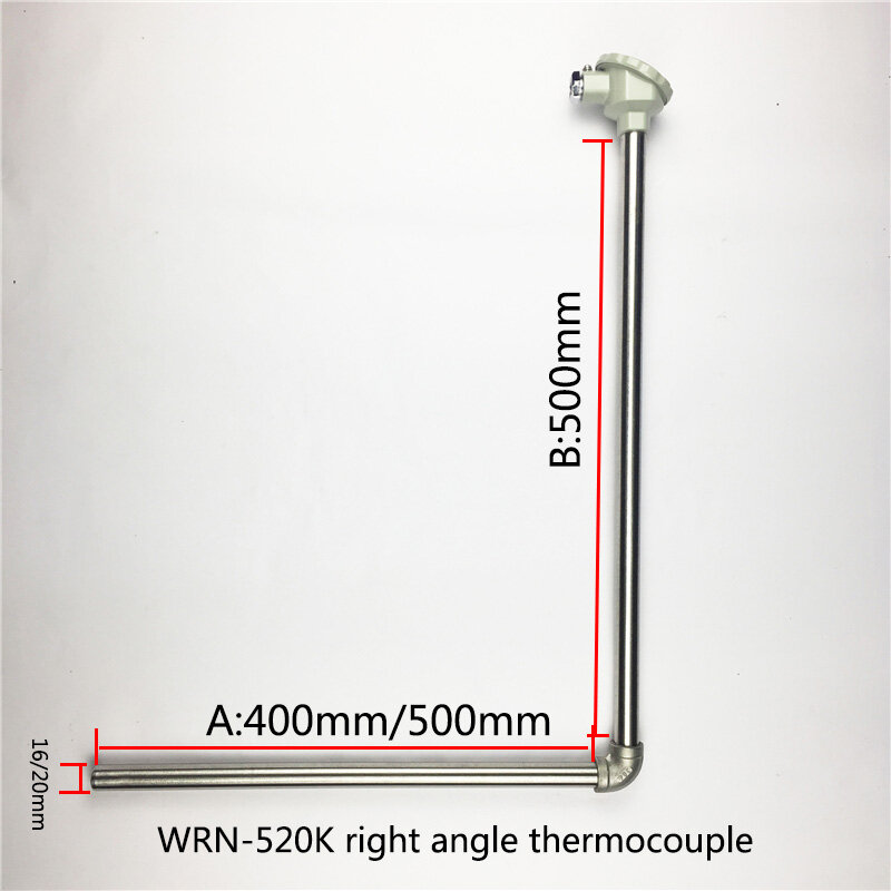 WRN-520K Haakse Thermokoppel Spuitgieten Machine Aluminium Temperatuur Probe Voor Smeltoven Temperatuur Sensor
