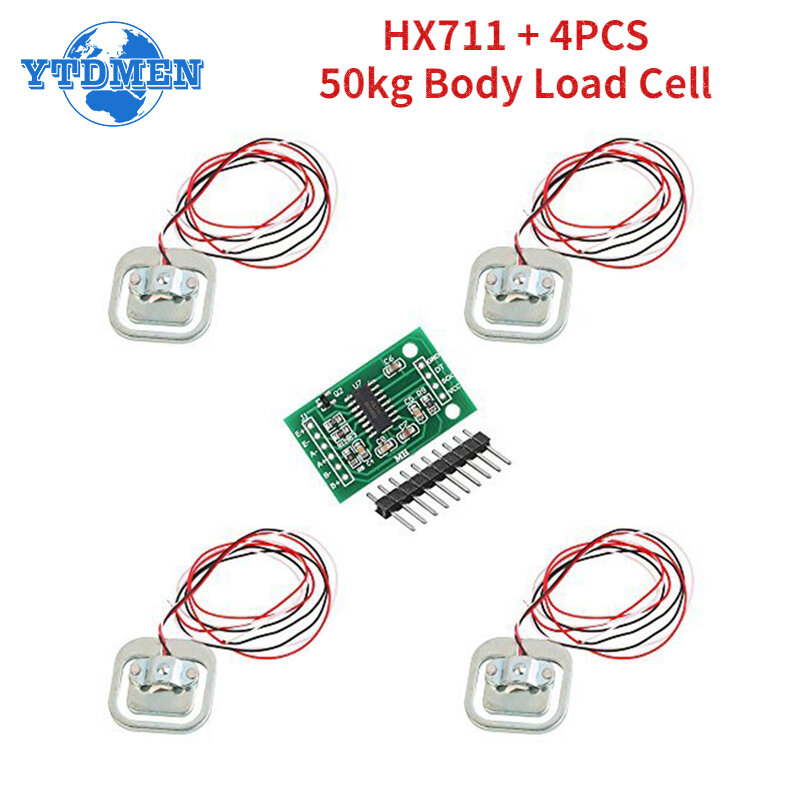 Human Scale Load Cell Weight Sensor, Body Load Cell, Weighing Sensors, Pressure Measurement Tool, HX711 AD Module, 50kg, 4pcs